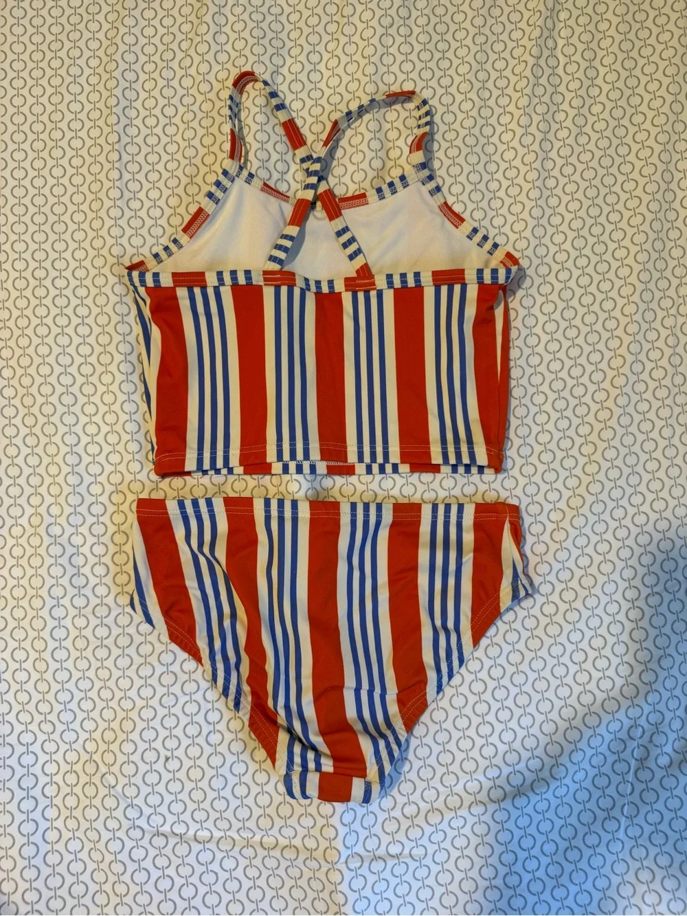 Hanna Andersson Red & Blue Striped Girls Two-Piece Swimsuit